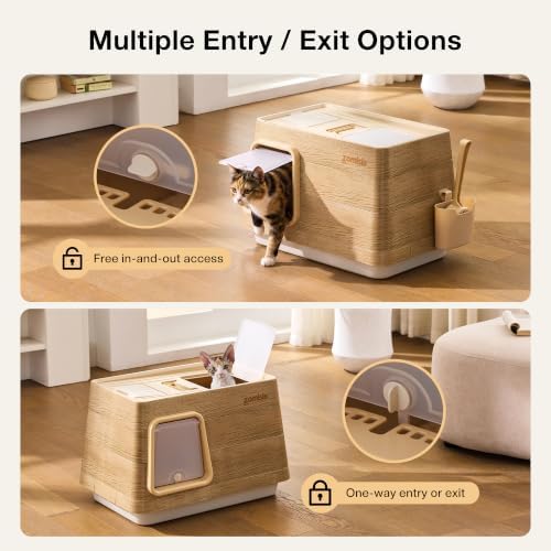 ZOMISIA Stainless Steel Cat Litter Box, Extra Large Covered Litter Box - Image 2