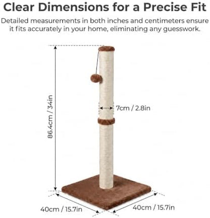 Dimaka 34" Height Tall Cat Scratching Post, Claw Scratcher - Image 2