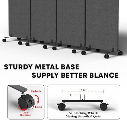 4 Panel Soundproof Room Divider W/Wheels, Office Divider - Image 6