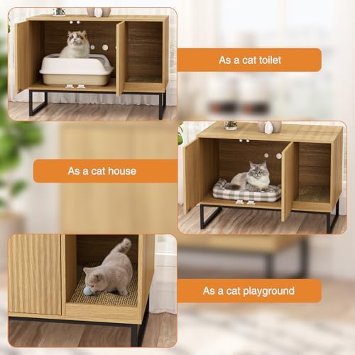Cat Litter Box Enclosure, Fluted Hidden Litter Box Furniture - Image 6