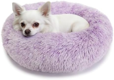 nononfish Cozy Calming Dog Bed, Soft Plush Donut Pet Bed by nononfish
