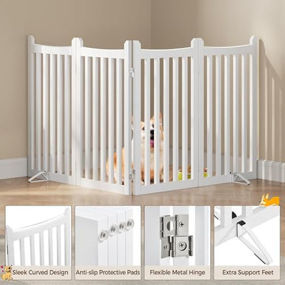 Yaheetech 36in 4-Panel Wooden Freestanding Pet Gate - Image 6