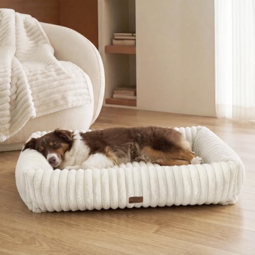 Bedsure ComfyFleece® Cute Dog Beds Large Sized Dog Washable，40in Cream by BEDSURE