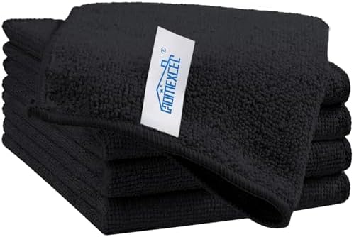 HOMEXCEL Black Cleaning Rags 5 Pack, Highly Absorbent Microfiber Cleaning Cloth by HOMEXCEL