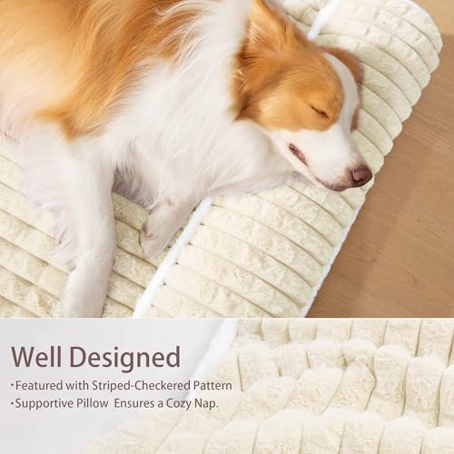 Orthopedic Large Dog Bed Pillow Pet Sofa Bed 48''X30'' Ivory - Image 5