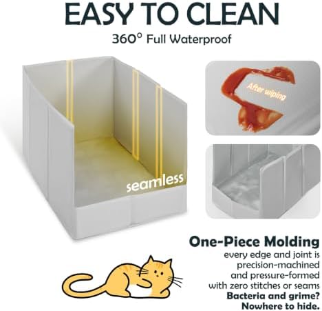 MEEXPAWS Cat Litter Box Enclosure, Foldable Waterproof Splash Guard - Image 5
