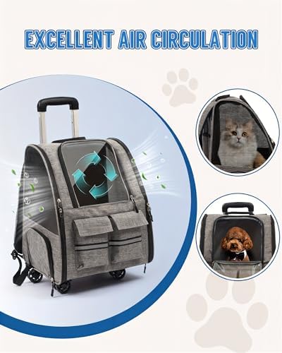 Rolling Pet Carrier Set with Wheels, & 1 Bowl - Image 6