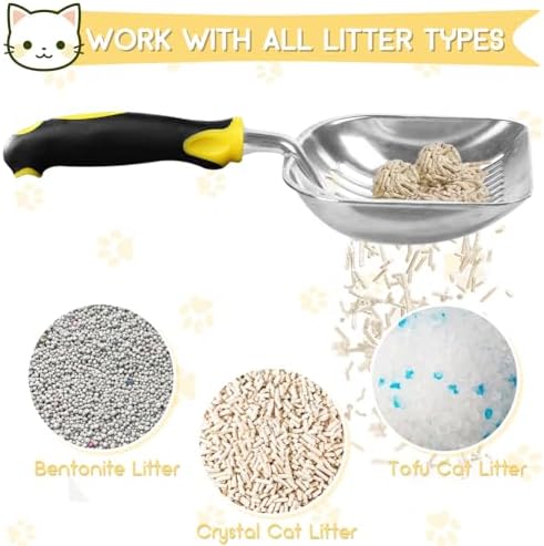 Cat Litter Scoop, Metal Cat Scooper, Rubber Handle Scoop, Sifting Shovel - Image 3