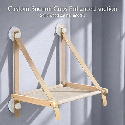 Cat Window Perch for Indoor Cats, Solid Wood Window Mounted Cat Bed - Image 2