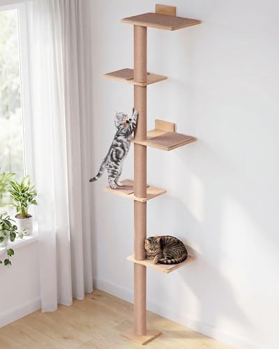 80.3" Floor to Ceiling Cat Tree, 5 Tier Wall Mounted Cat Tree by KinoTail