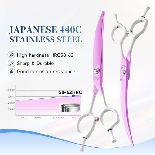 7'' Curved Dog Grooming Scissors Violet to White Gradient - Image 2