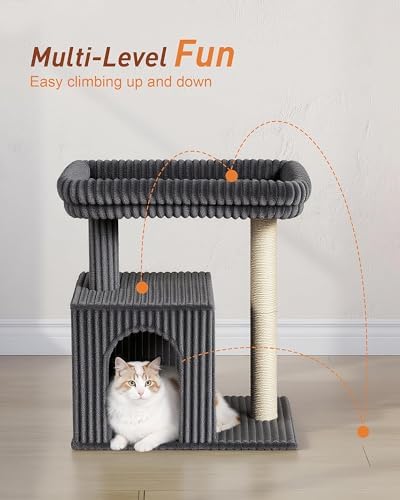 22.8" Cat Tree for Large Cat, 20.9 * 15.7in Large Perch Dark Gray - Image 6