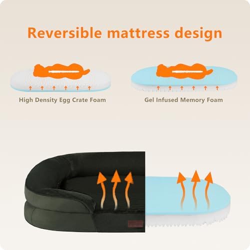 Dwanton Orthopedic Waterproof Large Dog Bed Sofa, Gel Memory Foam - Image 3