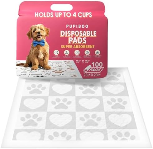 Pupiboo Disposable Dog and Cat Training Pads – 23x23 in Highly Absorbent Pee by PUPIBOO