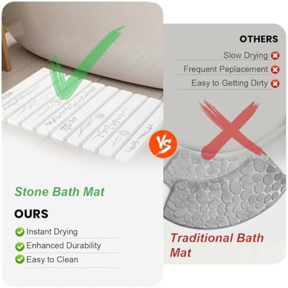 Black Floral Diatomaceous Earth Quick Dry Stone Bath Mat - Image 5