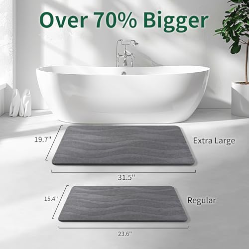 XMarrat Stone Bath Mat, Diatomaceous Earth Shower Mat, 23.6" x15.4'' - Image 2