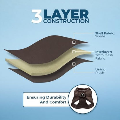 Voyager Step-in Plush Dog Vest Harness -Chocolate Suede - Image 4