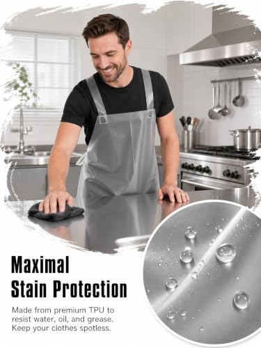 Molaxhome TPU Waterproof Apron Lightweight Oil-resistant Chef Apron - Image 4