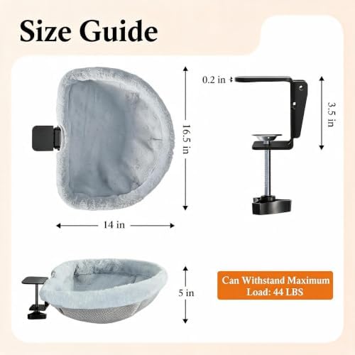 Desk Cat Bed Hammock Foldable, Sunken Semi-Circular Cat Perch - Image 6