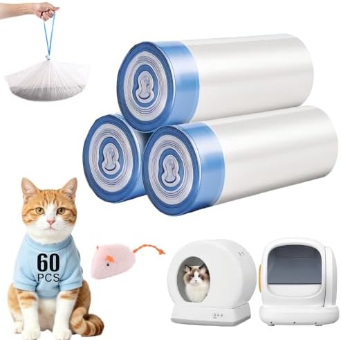 60 Count Drawstring Cat Litter Bags Compatible by KropBom