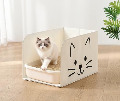 Qozary Cat Litter Box Enclosure, Waterproof Litter Box Shield - Image 2