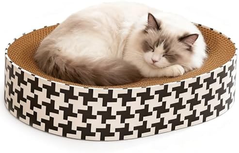2-in-1 Cat Scratcher Cardboard Bed, Round Cat Scratching Pad Bowl - Image 5