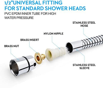 Blissland Shower Hose, 69 Inches Extra Long Stainless Steel Handheld Shower - Image 3
