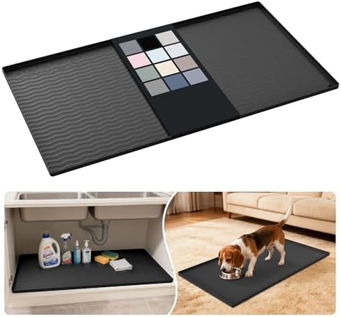 URMONA Waterproof Silicone Under Sink Mat, 40 x 22 in, Flexible Shelf Liner by URMONA