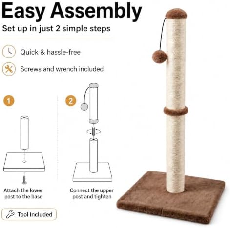 Dimaka 34" Height Tall Cat Scratching Post, Claw Scratcher - Image 6
