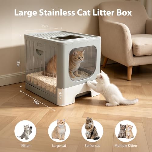 PAWISE Stainless Steel Cat Litter Box - Image 2