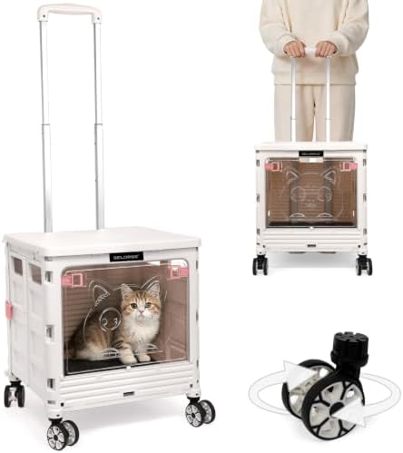 2-in-1 Foldable Shopping Cart & Rolling Pet Carrier, 55L Collapsible Utility by ZIYOULANG