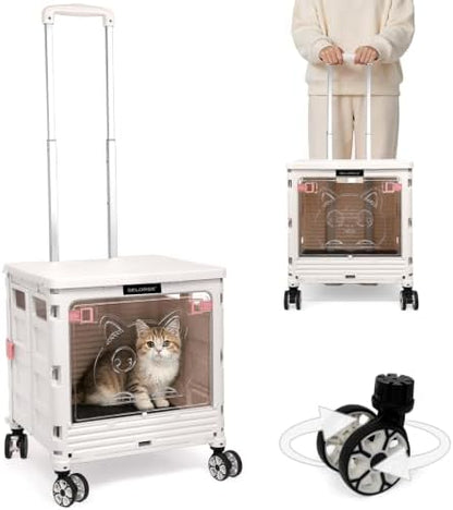2-in-1 Foldable Shopping Cart & Rolling Pet Carrier, 55L Collapsible Utility by ZIYOULANG