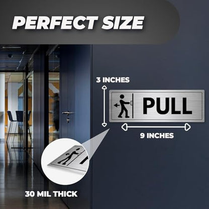 Pull Door Sign - 3x9 Inch - Aluminum - Pull to Open Exit Doorway - Image 3