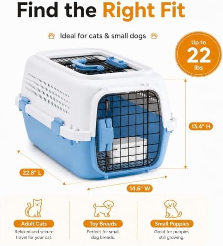 23" Airline Approved Cat Carrier Hard Shell, Dual-Entry Pet Carrier - Image 2