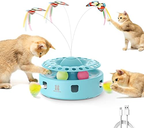Potaroma Cat Toys 3-in-1 Automatic Interactive Kitten Toy, Fluttering Butterfly by Potaroma