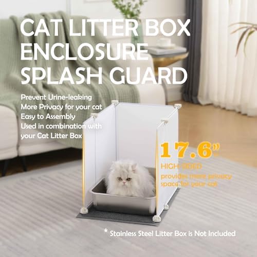 MEEXPAWS Cat Litter Box Enclosure, Splash Guard High Walls - Image 2