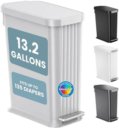 Patented 13 Gallon Step Diaper Pail, Fits Kitchen Bags, Odor Filter, 50L Baby by Unknown