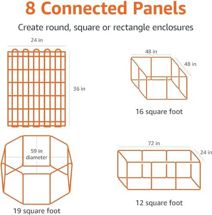 Amazon Basics Portable Foldable Octagonal Metal Exercise Dog Playpen, - Image 3
