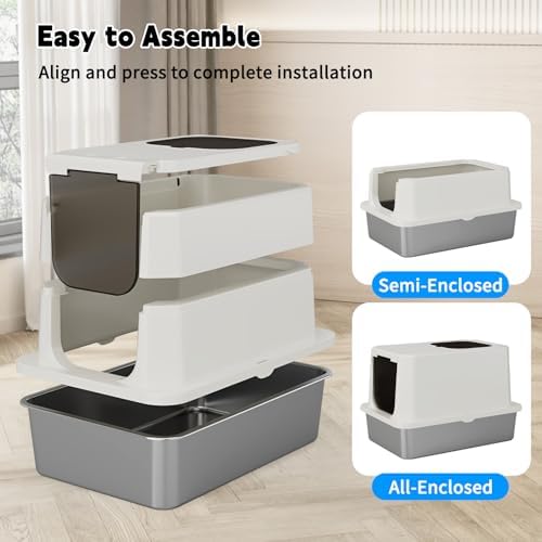 RIZZARI Stainless Steel Cat Litter Box: Dual Access, Hidden Pan, Easy Clean - Image 6