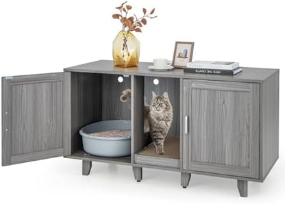 Tangkula Patented Double Cat Litter Box Enclosure by TANGKULA