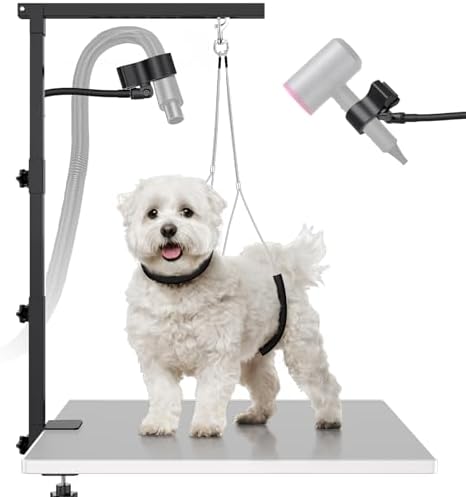 Dog Grooming Arm with Hair Dryer Stand, Adjustable 37'' Dog Grooming Table Arm by AYBBSHOW
