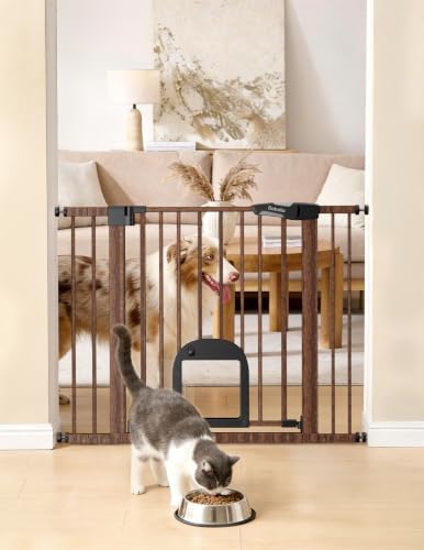 Babelio Dog Gate with Adjustable Cat Door, CatPrivilege III by BABELIO