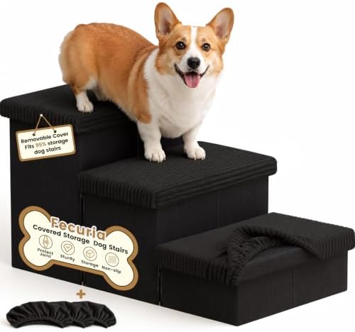 3-Step Wide Dog Stairs 18" H by Fecuria