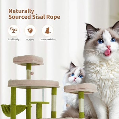 Upgraded 64.5 Inch Multi Cat Tree 3 Perches 2 Beds 2 Baskets Grey - Image 4