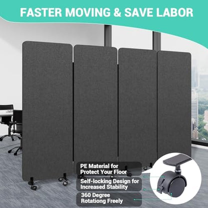 4 Panel Soundproof Room Divider, Portable Acoustic Office Divider - Image 3