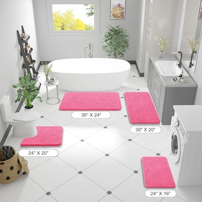 OLANLY Bathroom Runner Rugs 47x24, Extra Soft Absorbent Chenille Bath Rugs - Image 2