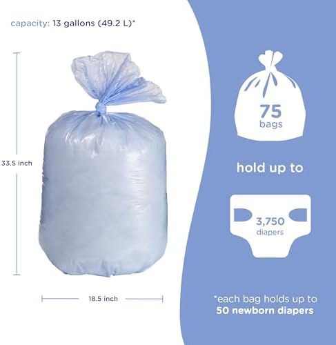 Ubbi Diaper Pail Plastic Bags, 13-Gallon Capacity, 3 Pack - Image 4