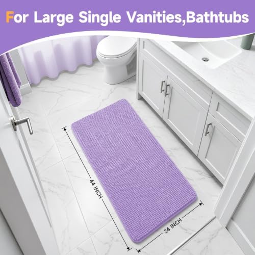 Ophanie Purple Bathroom Rugs 44x24, Soft Chenille Bath Mat, Non Slip Absorbent - Image 2