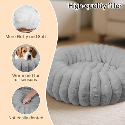 Donut Small Medium Dog Bed Washable Kitty & Puppy Bed, 23in Grey - Image 5