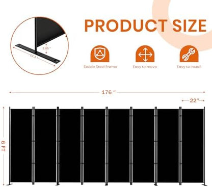 SUNALLY Room Divider Privacy Screens, 8 Panel Divider - Image 2